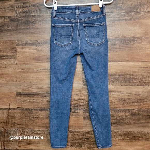 American Eagle Jeans 0 S Hi Rise Jegging Next Level Stretch Medium Light Wash - Picture 2 of 12